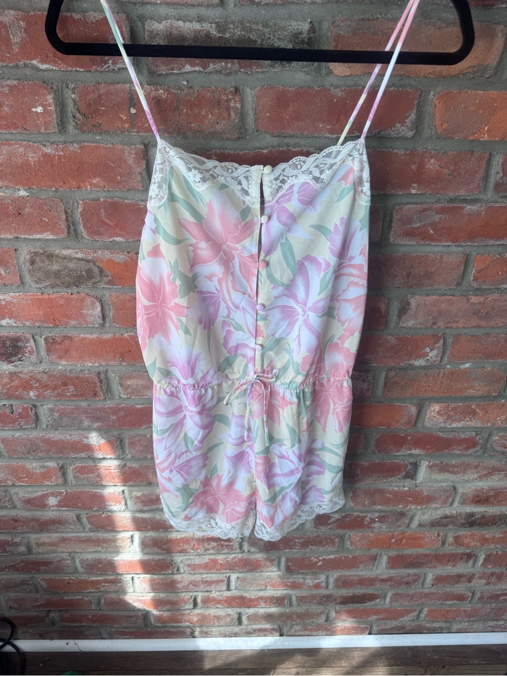 Vintage 90’s Victoria's Secret Gold Label Floral Lace-Trim Romper